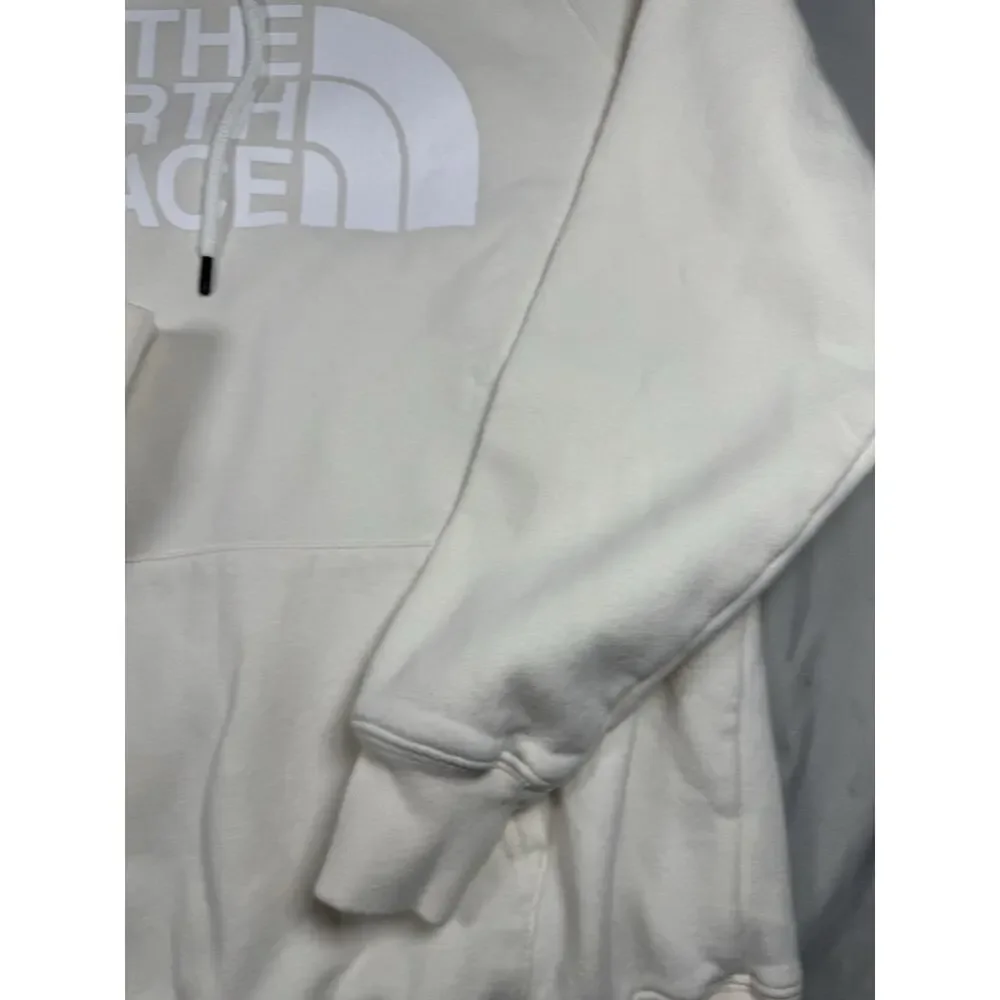 The North Face Hoodie Men’s Large Cream Pullover Sweatshirt Logo Fleece
